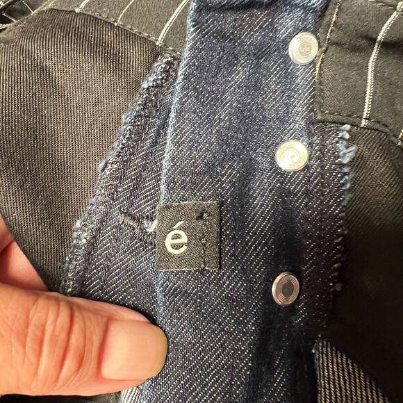 New Rare ETICA Lana Trouser Button Fly Cuffed Wide leg Jeans Stripe Detail Sz 30 - Picture 7 of 8